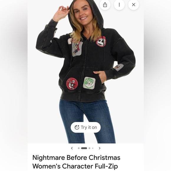 Disney Tops - Nightmare Christmas size large full zip sweatshirt measures ptp